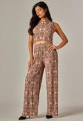 Taupe Boho Crinkle Plisse’ Set