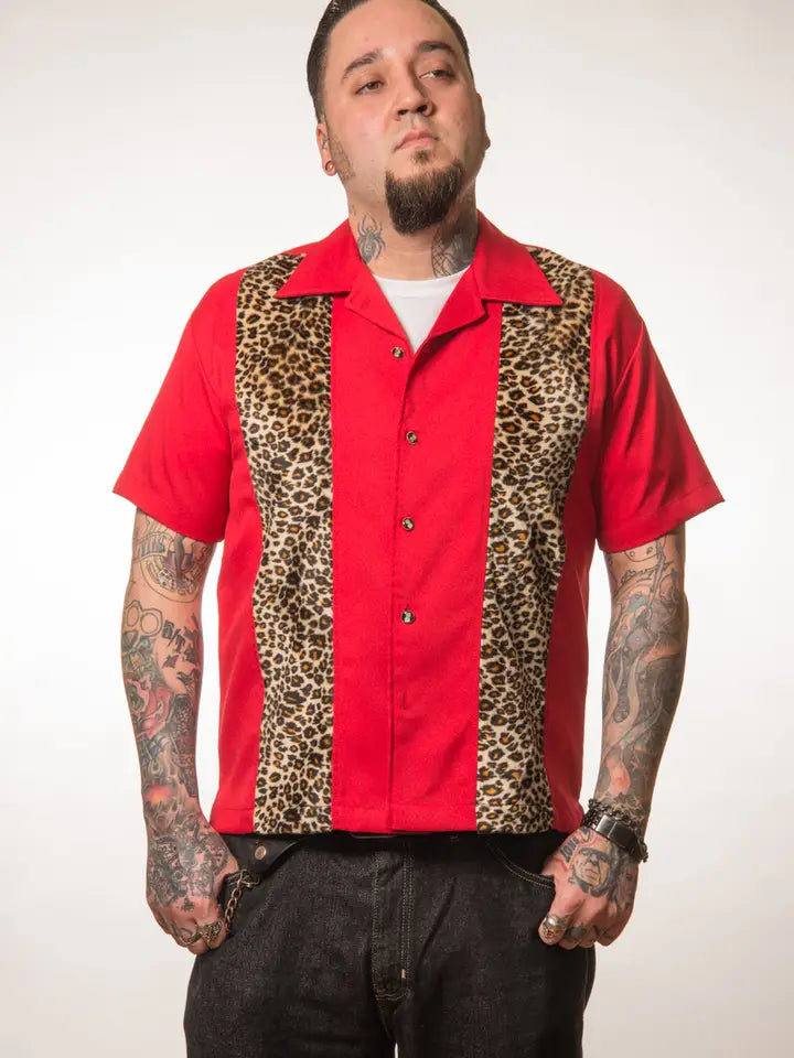 Leopard Panel Bowling Shirt