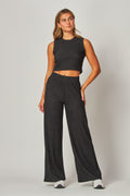 Sleeveless Crinkle Plisse 2 Piece Pant Set