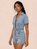 Lucky&Blessed Denim Rhinestone Romper