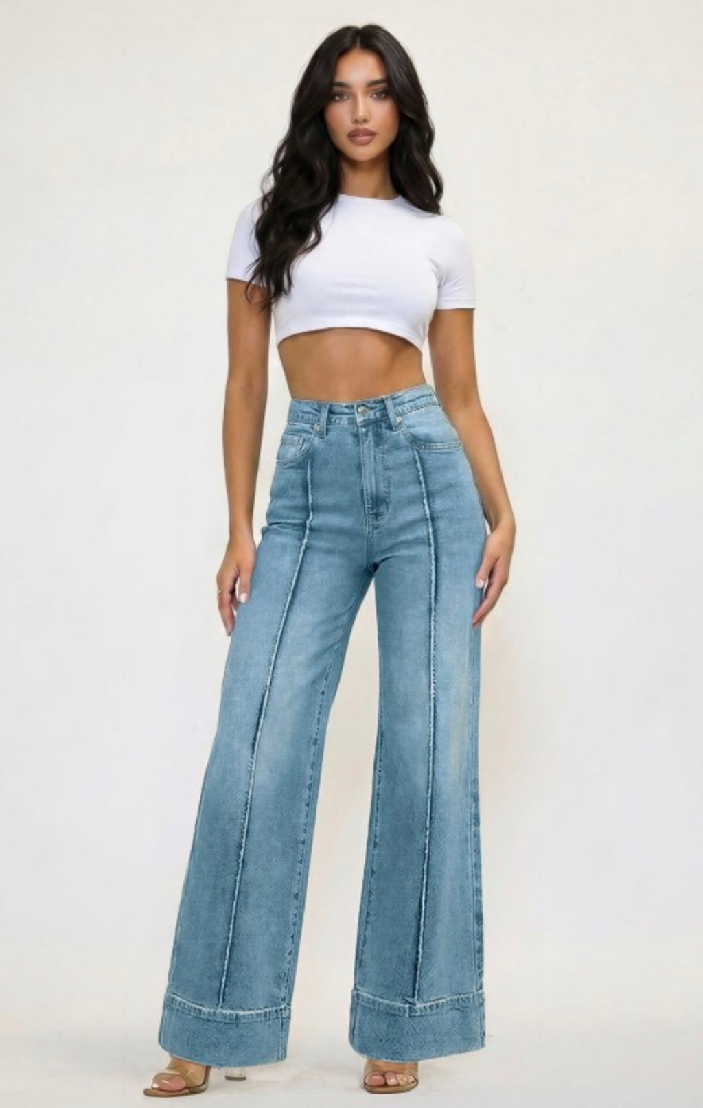 Wide Leg Pintuck Jeans