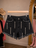 Pearl Fringe Rhinestone Shorts