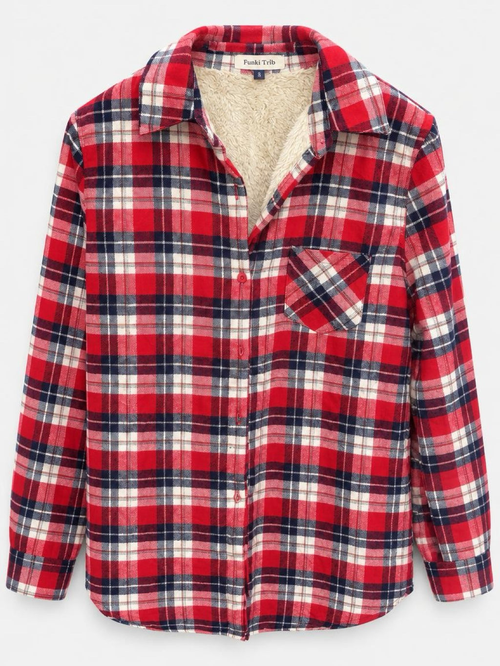 Red Plaid Sherpa-Lined Shacket