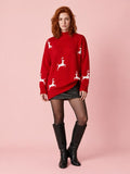 Reindeer Wishes Mock Neck Sweater