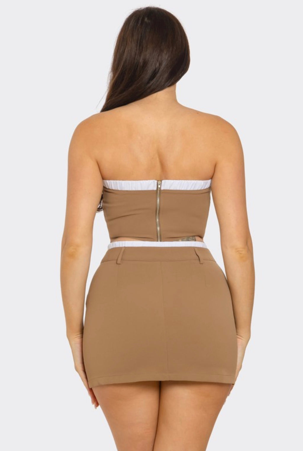 Taupe Cargo Mini Skirt set