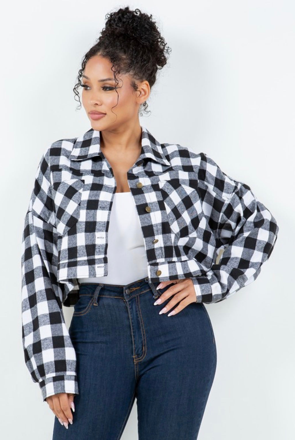Checkered Cropped Jacket