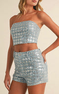 Sequin Houndstooth Short 2 Piece Set