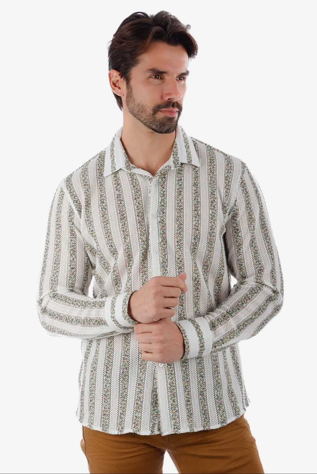 Knitted Striped Long Sleeve Shirt