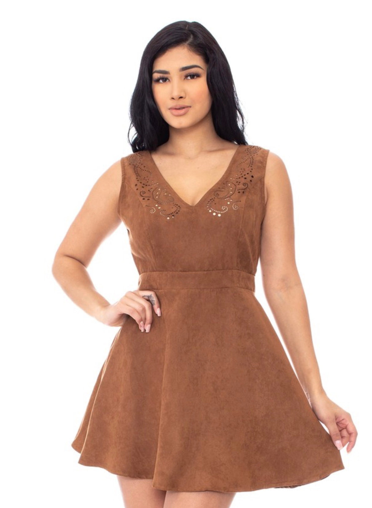 Open Back Suede Mini Dress