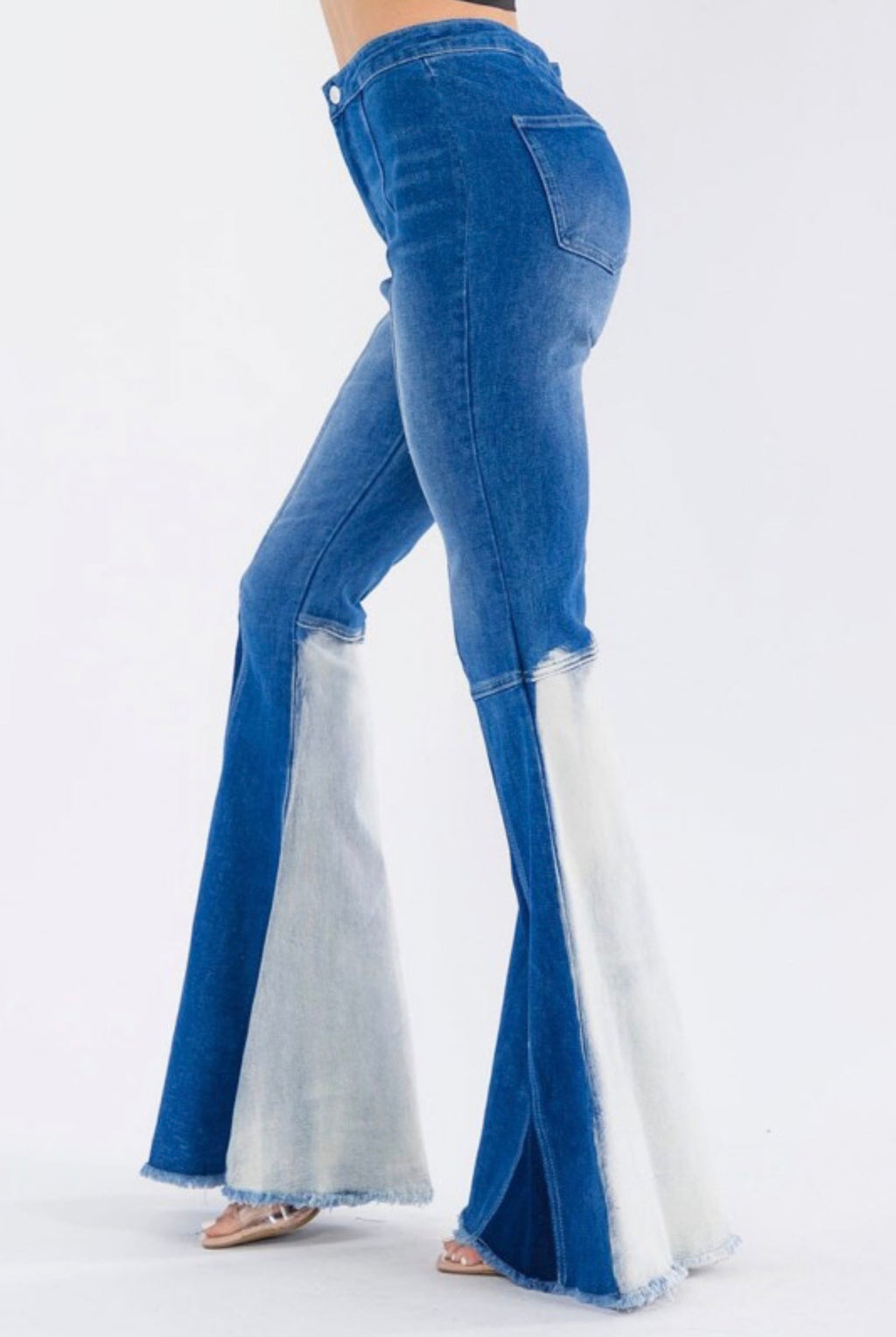 Denim Patchwork Bellbottom Jeans