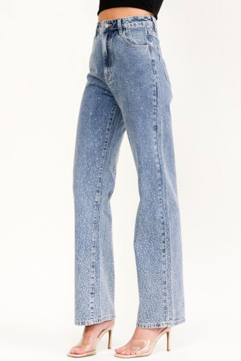Rhinestone Wide Leg Jeans