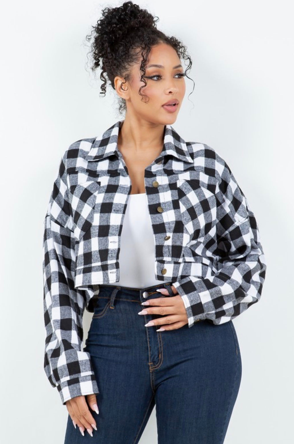 Checkered Cropped Jacket