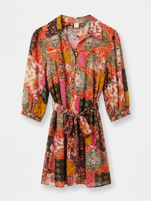 3/4 Sleeve Multi Color Dress