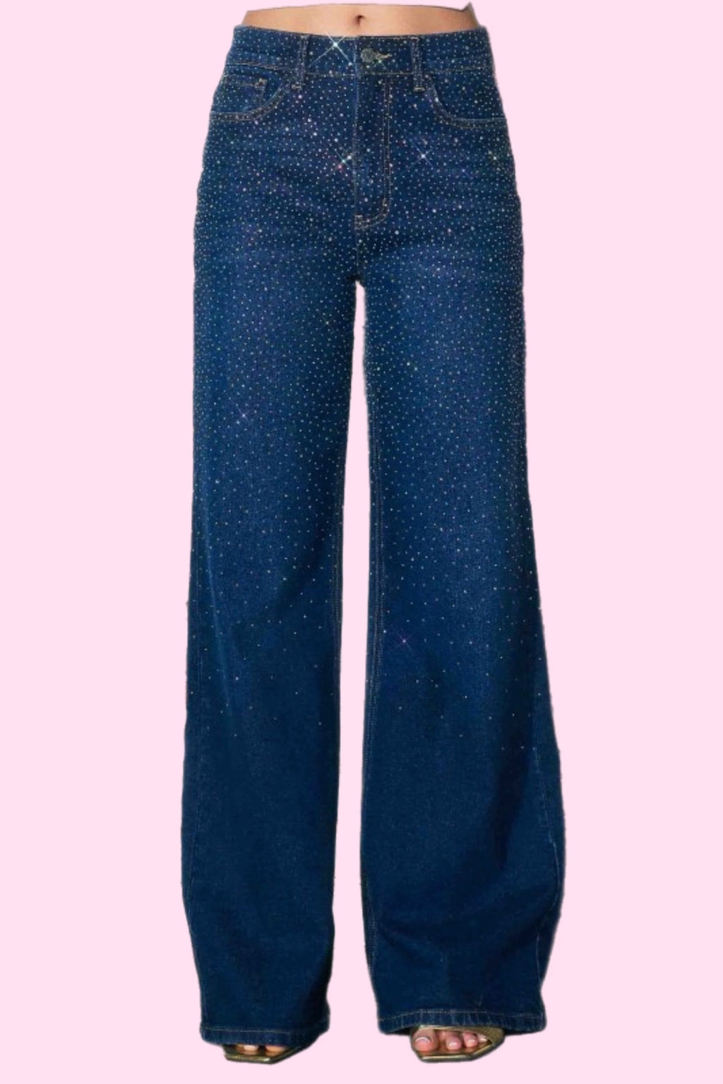 Stardust Wishes Rhinestone Wide Leg Jeans