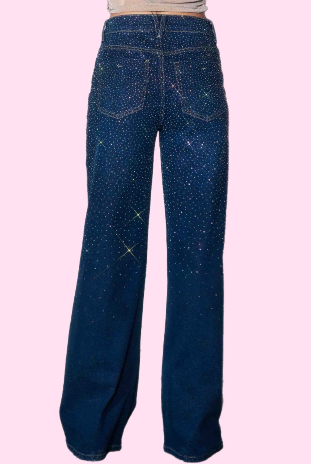 Stardust Wishes Rhinestone Wide Leg Jeans