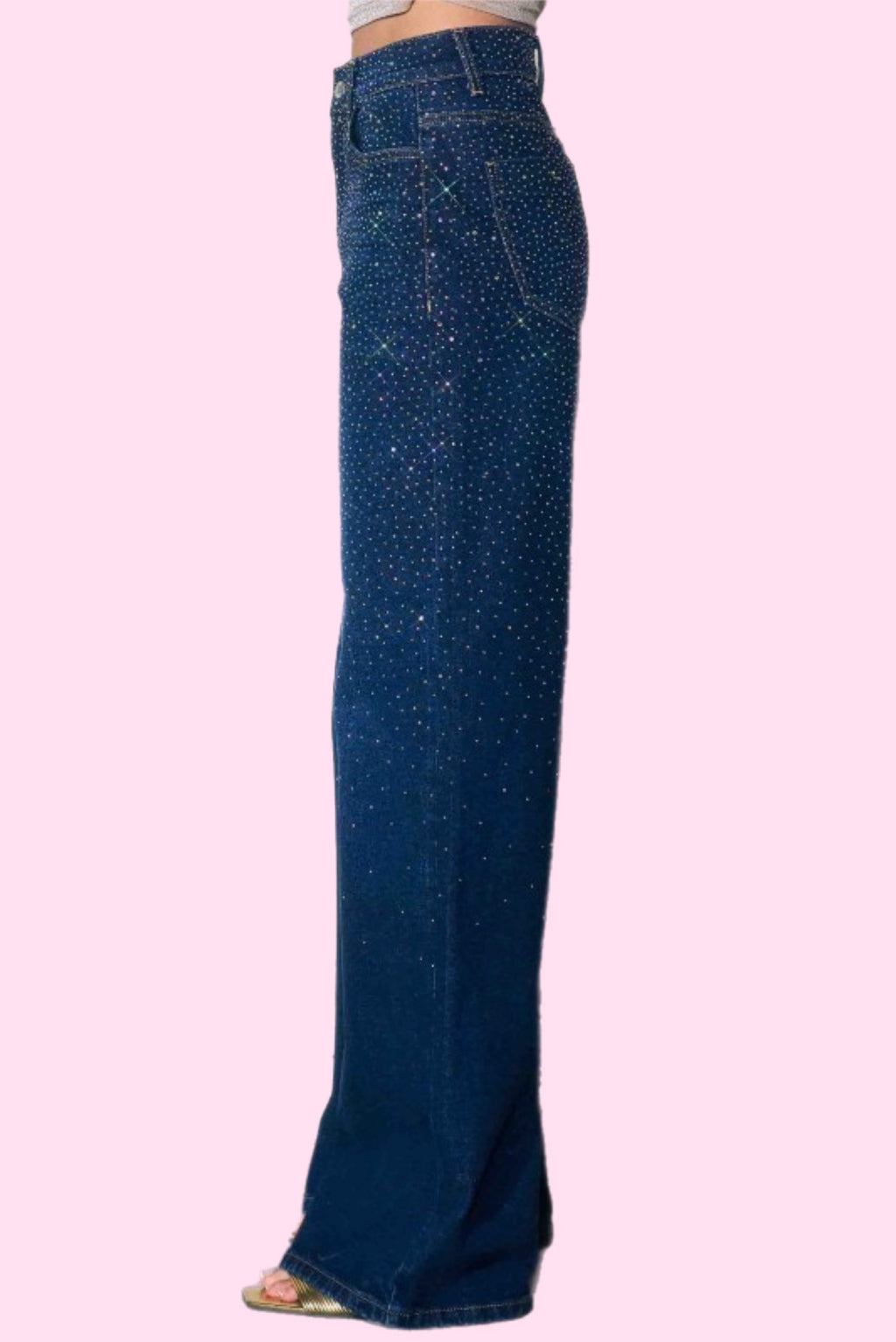 Stardust Wishes Rhinestone Wide Leg Jeans