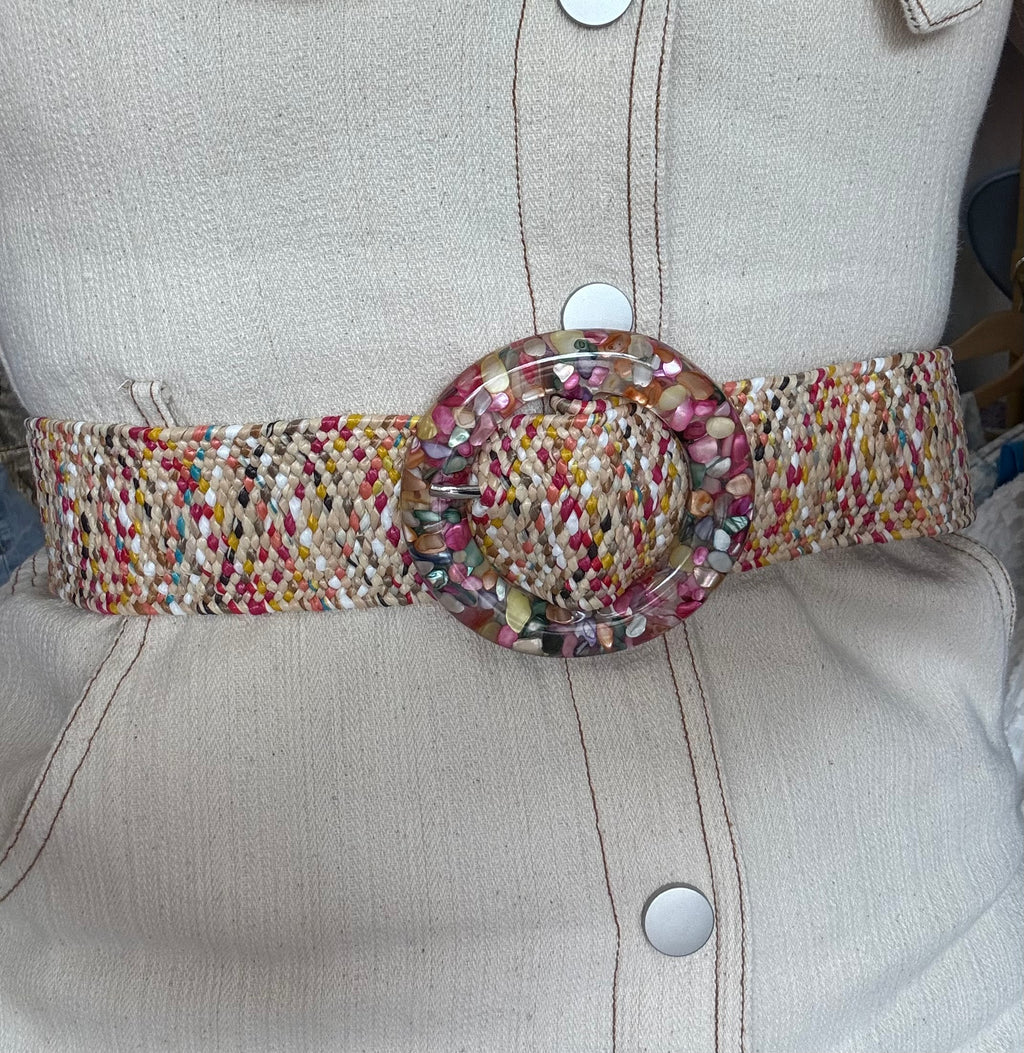 Multicolor Woven Stretch Belt