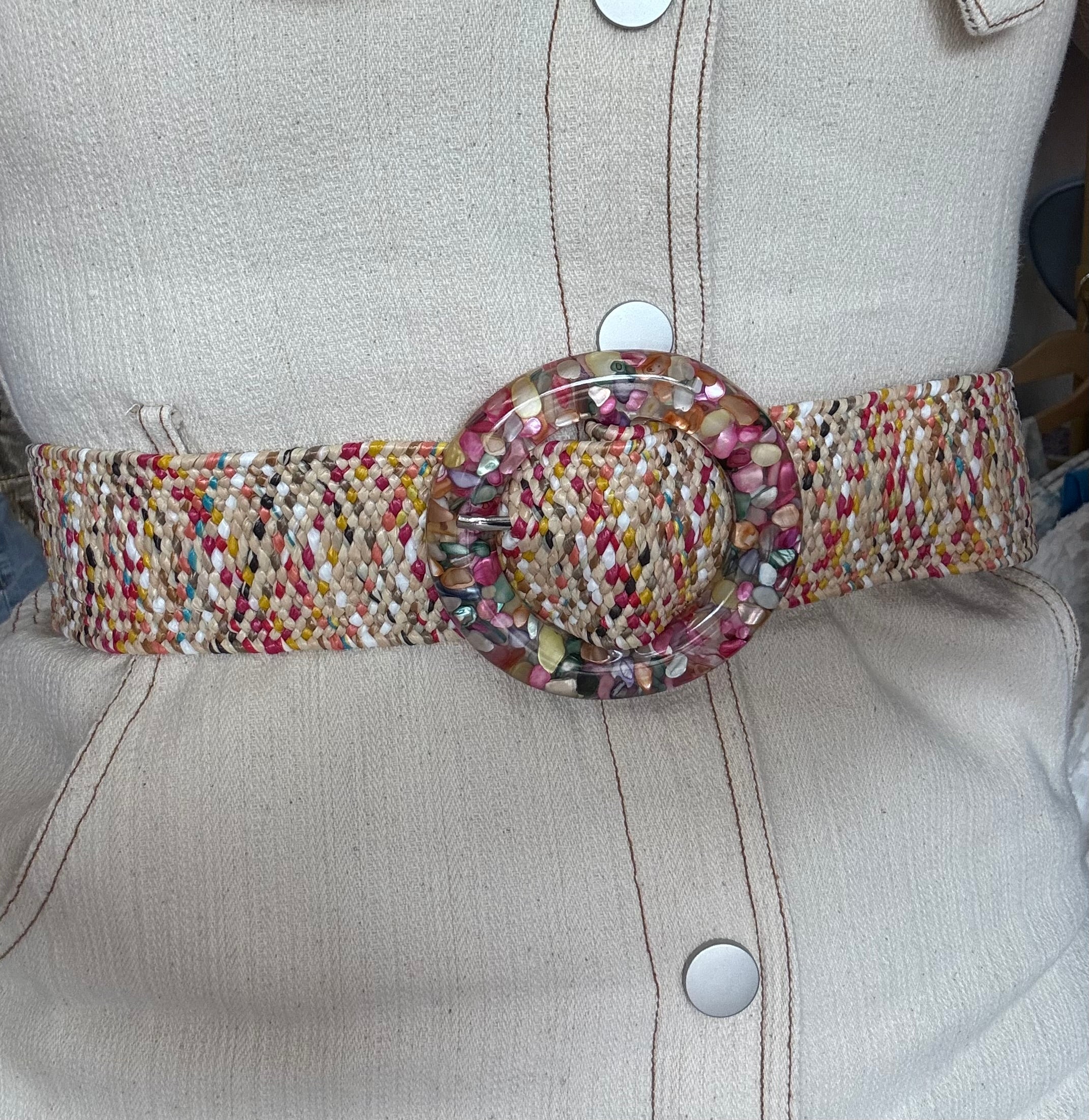 Multicolor Woven Stretch Belt