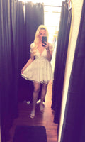 Ivory Floral Lace tie Mini Dress