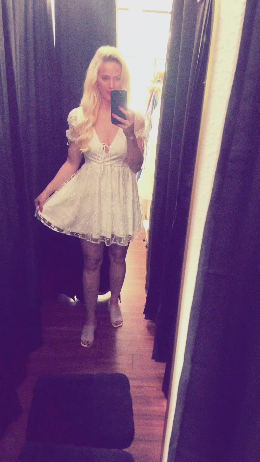 Ivory Floral Lace tie Mini Dress