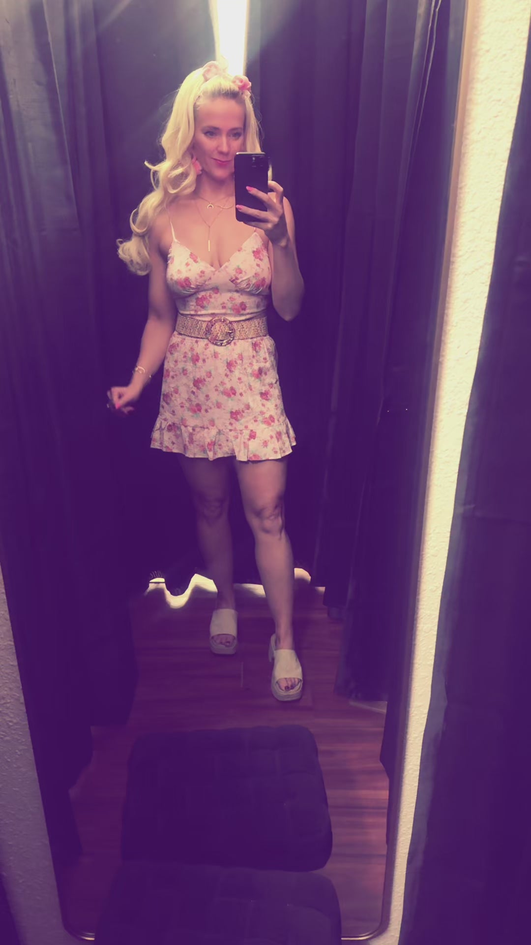 2 Piece Pink Floral Skirt Set