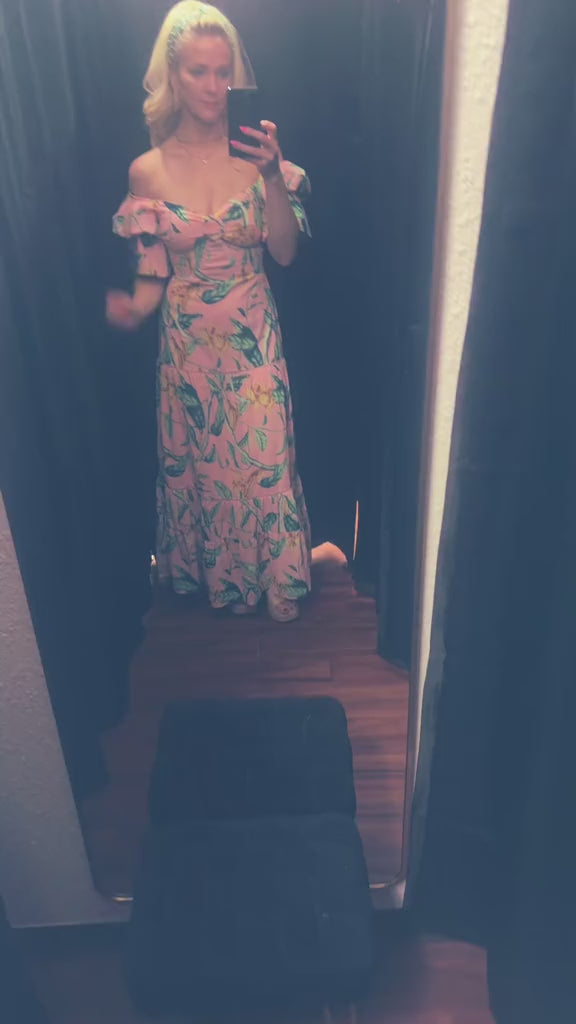 Tropical Blush Floral Smocked Maxi Dress